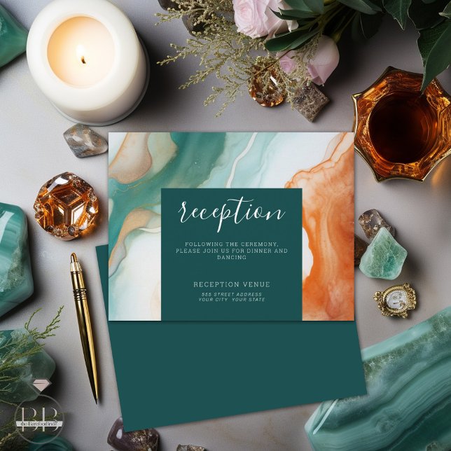 Carte D'accompagnement Élégant Moderne Abstrait Agate  Jade Terracotta (Créateur téléchargé)