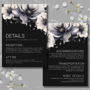 Carte D'accompagnement Elégant moderne Black Floral Détails Mariage