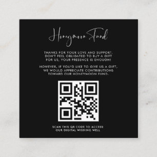 Carte D'accompagnement Elégant & moderne Black Honeymoon fund Code QR