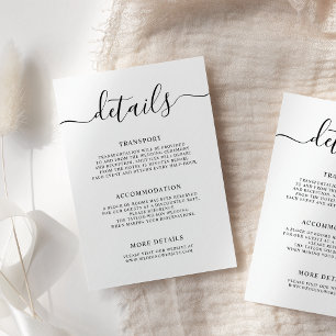 Carte D'accompagnement Elégant Moderne Calligraphie Détails du Mariage