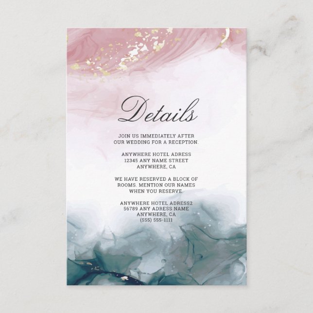 Carte D'accompagnement Elégant moderne encre d'alcool Bush Aquarelle bleu (Devant)