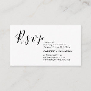 Carte D'accompagnement Élégant moderne, minimal, Script noir, RSVP