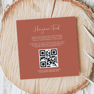 Carte D'accompagnement Elégant & moderne Red Clay Honeymoon fund Code QR