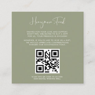 Carte D'accompagnement Elégant & moderne Sage Honeymoon fund Code QR