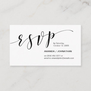 Carte D'accompagnement Élégant moderne, Script noir, Party RSVP