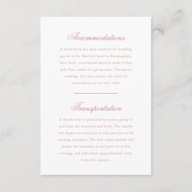 Carte D'accompagnement Élégant Monogram Rose Blush Script Mariage Hotel (Devant)