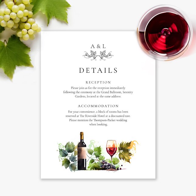 Carte D'accompagnement Élégant Monogram Vin Détails Mariage RSVP QR Code (Créateur téléchargé)