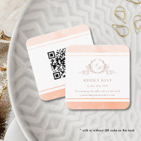Élégant monogramme de pêche RSVP et code QR