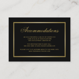 Carte D'accompagnement Élégant Monogramme d'or noir Mariage Hébergements
