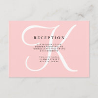 Élégant Monogramme moderne en Pink Réception Card