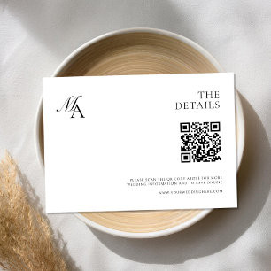 Carte D'accompagnement Élégant Monogramme moderne minimaliste Mariage