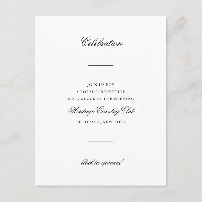 Carte D'accompagnement Élégant Monogramme noir et blanc Mariage de script (Devant)