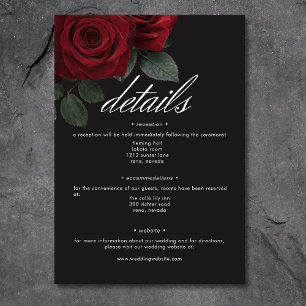 Carte D'accompagnement Élégant Moody Blood Red Roses Détails floraux