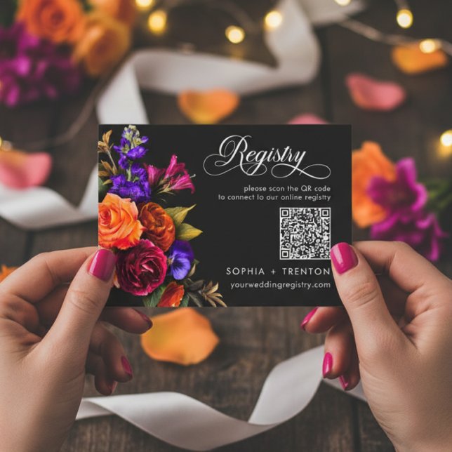 Carte D'accompagnement Élégant Moody Vibrant Harvest Floral Registry (Elegant Moody Vibrant Harvest Floral Registry Enclosure Card)
