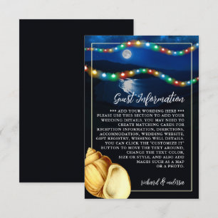Carte D'accompagnement Elegant Moonlit Beach Wedding Détail