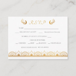 Carte D'accompagnement Elégant Motif d'or mariage indien RSVP