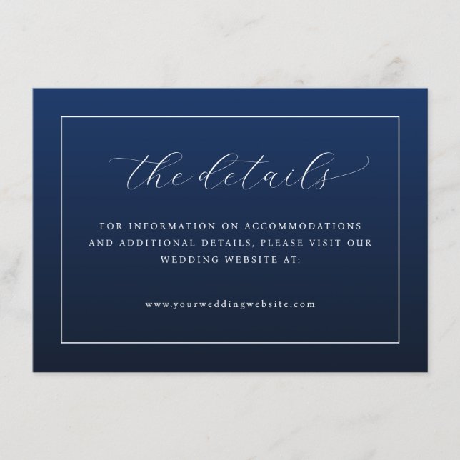 Carte D'accompagnement Elegant Navy Blue Minimalist (Devant)
