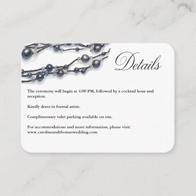 Carte D'accompagnement Elegant Navy Blue Pearl Watercolor Modern Wedding  (Devant)