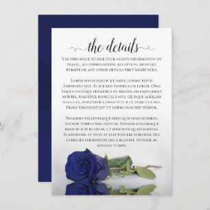 Carte D'accompagnement Elegant Navy Blue Reflet Rose Détails du Mariage