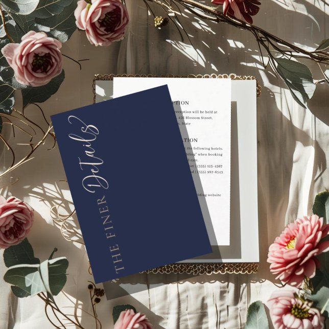 Carte D'accompagnement Elegant Navy Blue Wedding Details (Créateur téléchargé)