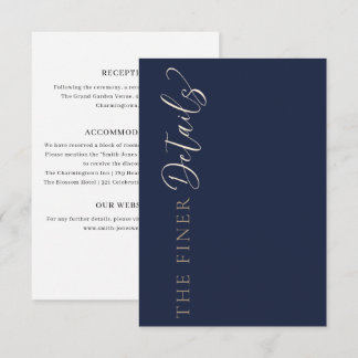 Carte D'accompagnement Elegant Navy Blue Wedding Details