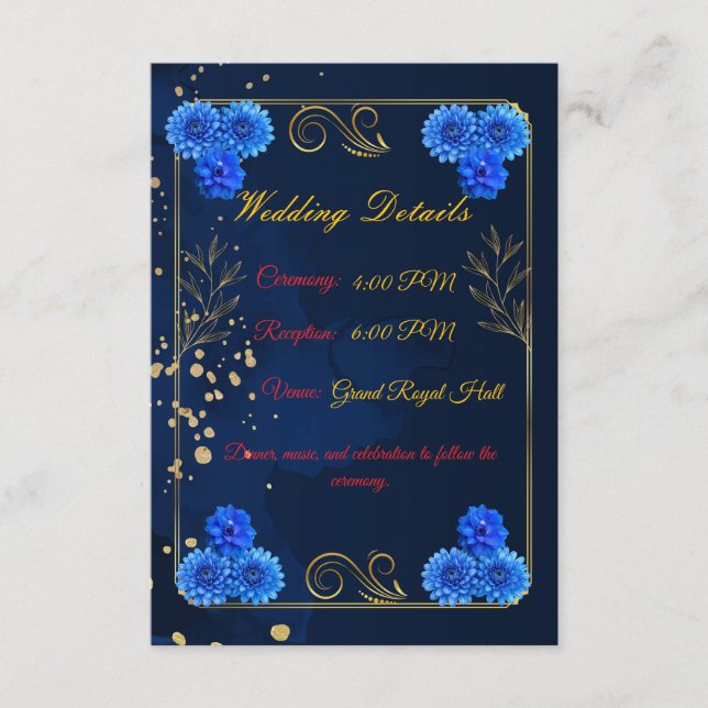 Carte D'accompagnement Elegant Navy Blue Wedding Details Card Template (Devant)