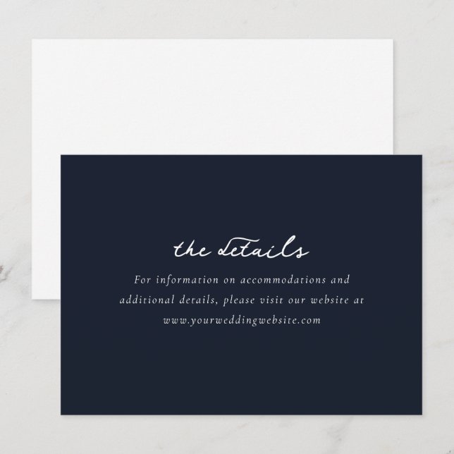 Carte D'accompagnement Elegant Navy Minimalist Calligraphy (Devant / Derrière)