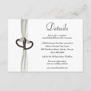 Carte D'accompagnement Elegant noir & blanc Diamant Détails Mariage