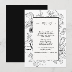 Carte D'accompagnement Elégant noir blanc Mariage Détails