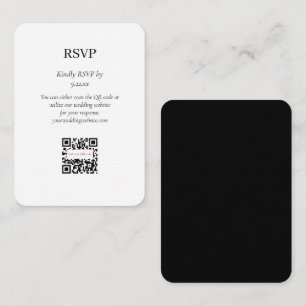 Carte D'accompagnement Élégant noir blanc simple RSVP QR Code Option