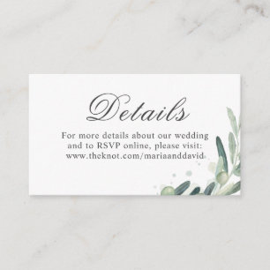 Carte D'accompagnement Elégant Olive Sprig Greenery Détails du Mariage
