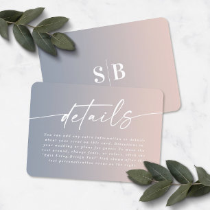 Carte D'accompagnement Elegant Ombre Dusty Blue & Pink Détails du Mariage