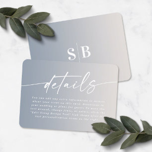 Carte D'accompagnement Elegant Ombre Ivory & Dusty Blue Détails du Mariag
