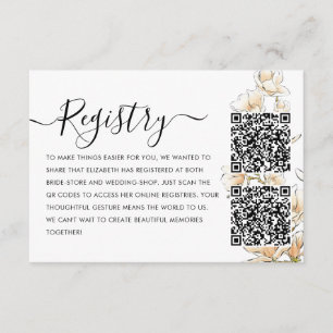 Carte D'accompagnement Élégant or Floral Registre QR Code Fête des mariée