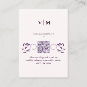 Carte D'accompagnement Elégant Ornate Fated Floral Code QR Mariage RSVP