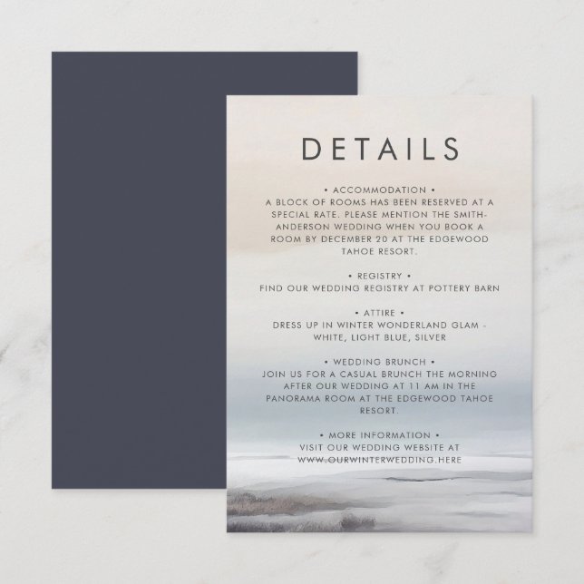 Carte D'accompagnement Elégant paysage Abstrait Pittoresque Mariage d'hiv (Devant / Derrière)