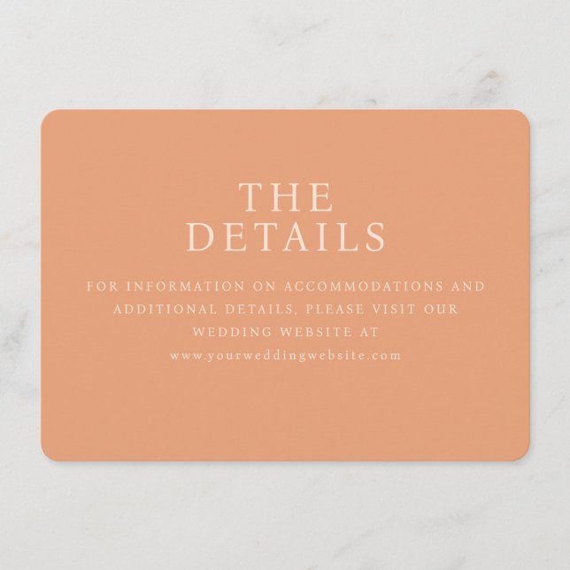 Carte D'accompagnement Elegant Peach Minimalist Wedding Website Card (Devant)