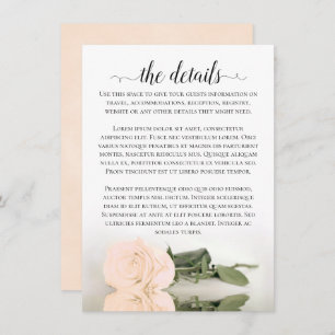 Carte D'accompagnement Elegant Peach Romantique Rose Détails du Mariage