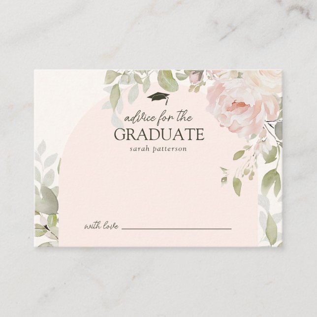 Carte D'accompagnement Elegant Pink Floral Advice for the Grad (Devant)