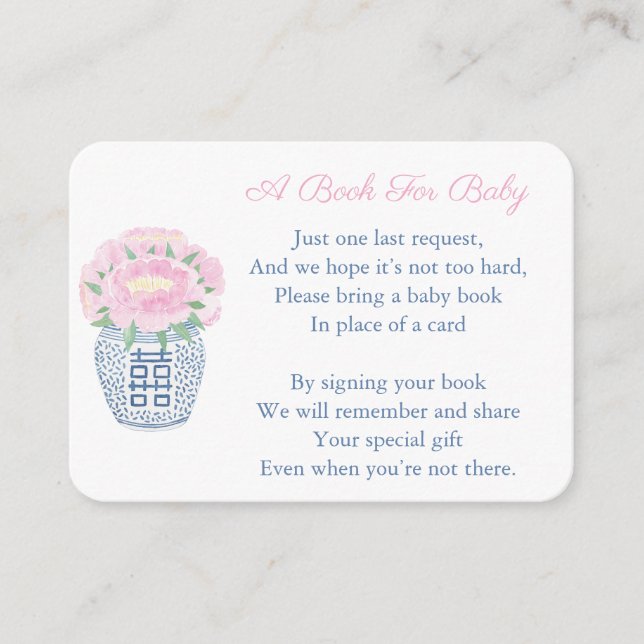Carte D'accompagnement Elegant Pink Peony Girl Baby shower de réservation (Devant)
