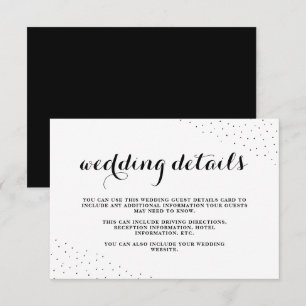 Carte D'accompagnement Elégant point noir et blanc Détails du Mariage