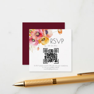 Carte D'accompagnement Élégant Poppies Floral QR Code Mariage RSVP
