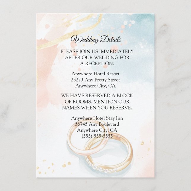 Carte D'accompagnement Élégant printemps bagues d'or Mariage (Devant)