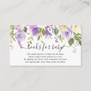 Carte D'accompagnement Elégant Purple Floral Girls Livres pour Baby showe
