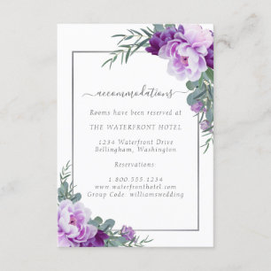 Carte D'accompagnement Elegant Purple & Silver Floral Détails du Mariage