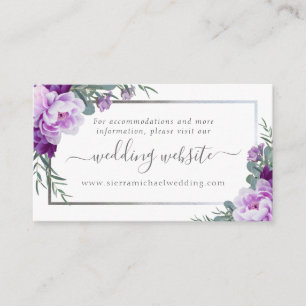 Carte D'accompagnement Élégant Purple & Silver Floral Mariage Website