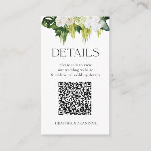 Carte D'accompagnement Elégant QR Code Greenery Détails du Mariage