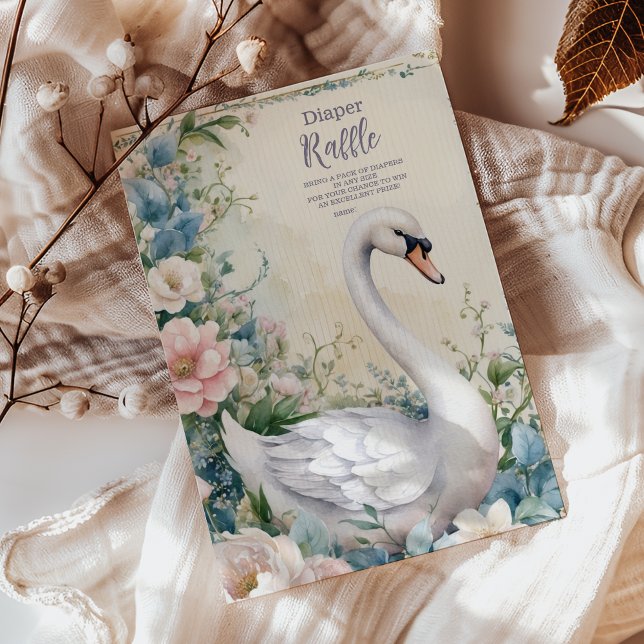 Carte D'accompagnement Élégant raffe de diappeur rose pâle du cygne flora (Créateur téléchargé)