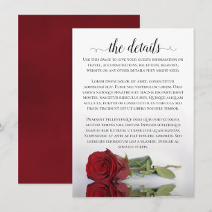 Carte D'accompagnement Elégant reflet Rose rouge Détails du Mariage