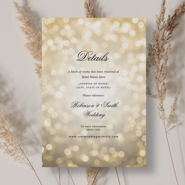 Carte D'accompagnement Elégant romantique Bokeh Lights Mariage Détails (Elegant Romantic Bokeh Lights Wedding Details Enclosure Card)